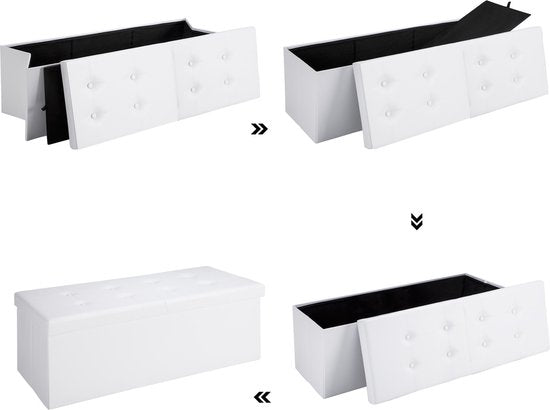 Casaria Zitbank met Opbergruimte - 80x40x40cm 100L Kunstleer – Wit