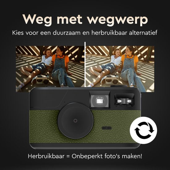 K&L Digitale Retro Camera - Schermvrij - Oplaadbaar - 16.000 Foto's - Fotocamera - Vintage - Inclusief 32GB - Duurzaam - Groen