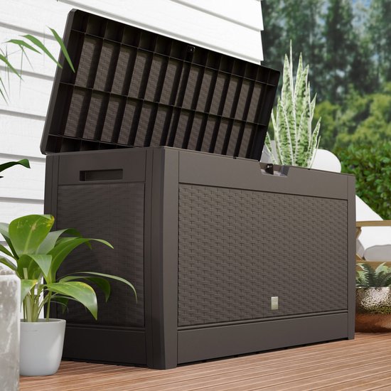Casaria Opbergbox 310L - Weerbestendig Wielen Rotan-look - Bruin