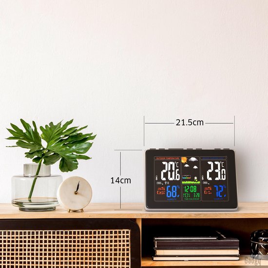Gadgy Weerstation binnen en buiten - Draadloos weerstation met Buitensensor - Waterdichte buitenunit - Digitaal Weerbericht