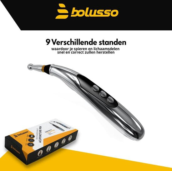 Bolusso Complete Acupunctuur Pen Set – Inclusief 5 Kopstukken, Nederlandse Handleiding – Massage Pen en Hulpmiddel – Oplaadbaar - Inclusief Gel Potjes