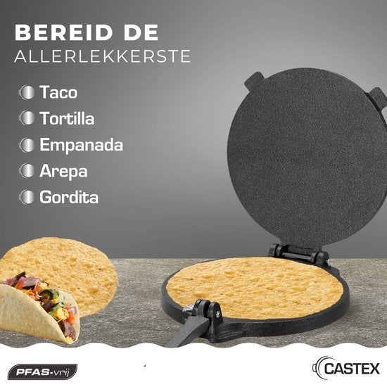 Castex Authentieke Tortilla pers Ø 20 cm - Tortillapers - Tortilla pan - Taco maker