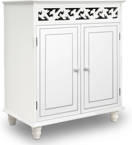 Dressoir Jersey – 2 Deuren 2 planken 76x65x35cm - Landhuisstijl Wit