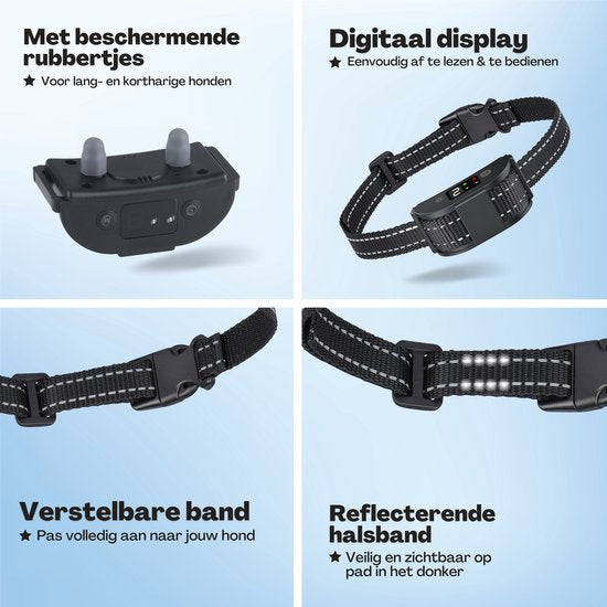 Anti Blafband Pro - Opvoedingshalsband Zonder Schok - voor Kleine en Grote Honden - Waterdicht - Oplaadbaar - Vibratie en Audio - 2 Extra Halsbanden