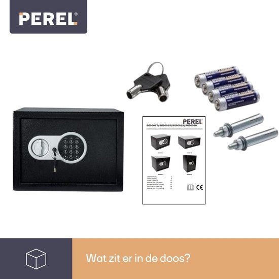 Perel Elektronische kluis, met cijferslot, inclusief noodsleutel en bevestigingsmateriaal, 30 x 38 x 30 cm, 10.5 kg
