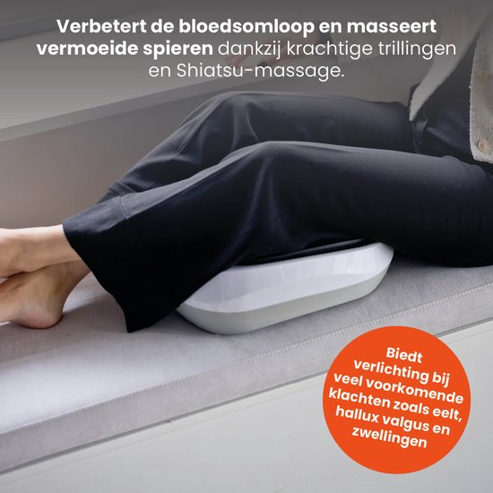 QLT VibroPulse Pro Been- en Voetmassage Apparaat – Shiatsu Massageapparaat met 10 programma’s en 20 Snelheden - Directe Pijnverlichting - Wit