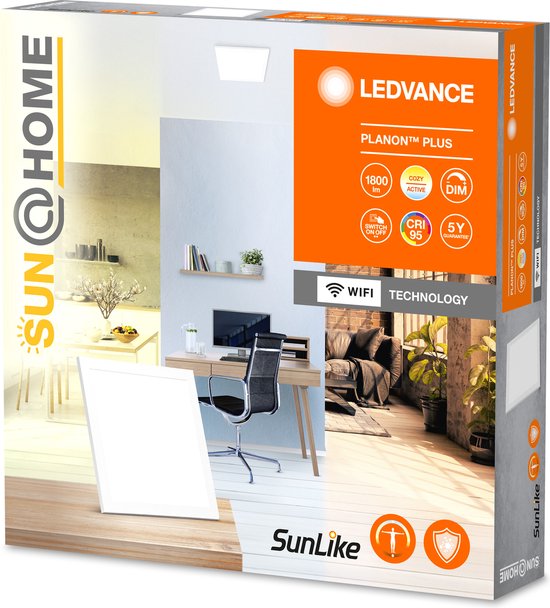 LEDVANCE Armatuur: voor plafond, SunHome Panelen / 2- W, 22-…24- V, stralingshoek: 11-, Tunable White, 22- … 5- K, behuizingsmateriaal: aluminium, IP2-