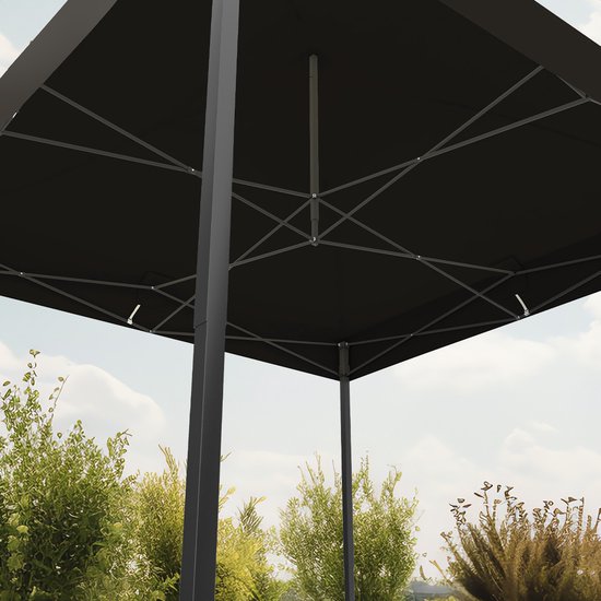 LifeGoods Partytent - Paviljoen - Easy Up - Opvouwbaar - Zijwanden - Waterdicht - Met Draagtas - 292 x 292 cm – Antraciet