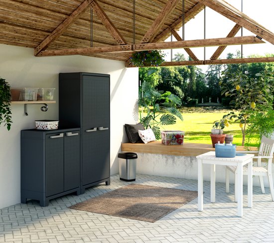 Keter Moby hoge kast - 4 planken - 80x44x182 cm - Antraciet