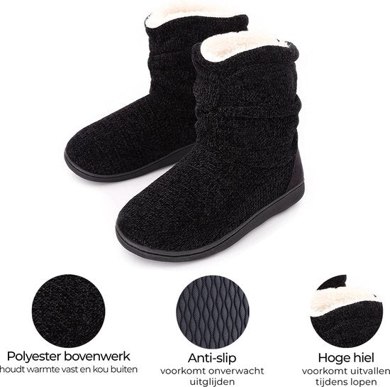 Pantoffels Dames - Sloffen - Maat 40/41 - Zwart - Anti-slip - Comfeet
