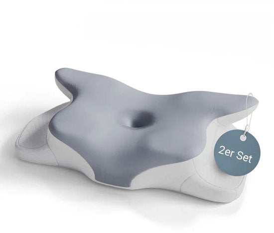 Nekkussen - Memory Foam - Wit / Grijs - Set van 2