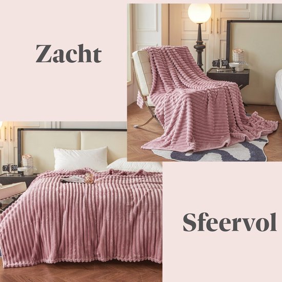 Ceruzo Fleece Deken 150x200 cm – Oud Roze – Plaid - Zacht - Woondeken