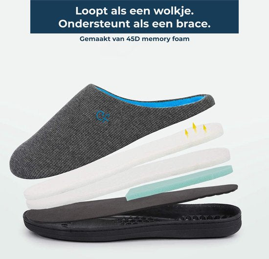 Pantoffels Heren - Sloffen - Maat 46/47 - Grijs - Anti-slip - Comfeet