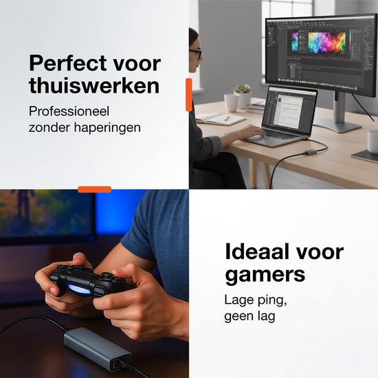 Skoov Ethernet Adapter USB A kabel - USB A naar Ethernet - Internet - Netwerk adapter - 1000 Mbps - Gigabit