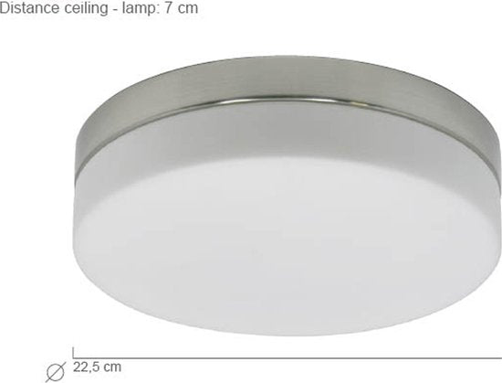 Plafondlamp Steinhauer Ikaro 1363ST Staal Ø24cm - Modern design met 4-standen dimmer, geschikt voor binnengebruik en badkamerzone 2 en 3
