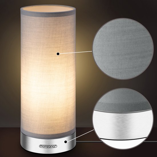 Monzana Tafellamp 2 Stuks LED – Dimbaar E14 - Satijn Nikkel Grijs