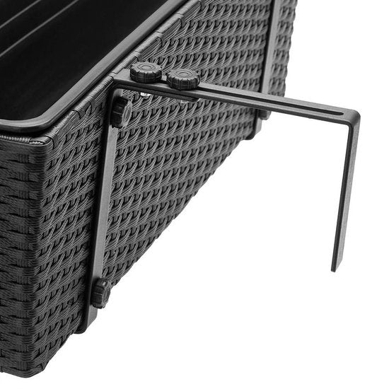 Casaria Polyrattan Bloembak – 2 Stuks Incl. Ophangbeugels – Zwart