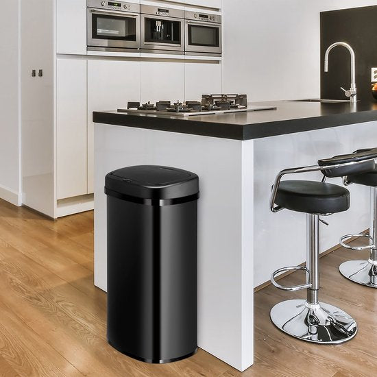 Juskys – Automatische Vuilnisbak Met Sensor – 60 Liter – 40 x 29 x 63 cm – Voorzien Van Bewegingssensor En Touchpanel – Voor Keuken En Kantoor – Zwart Gepoedercoat Staal