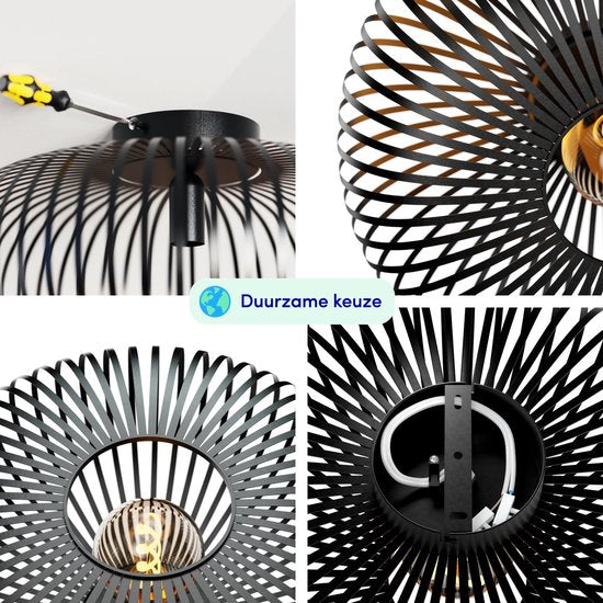 Nolt Plafondlamp - Plafonniere E27 Lamp - Industrieel - ⌀ 40cm - Zwart