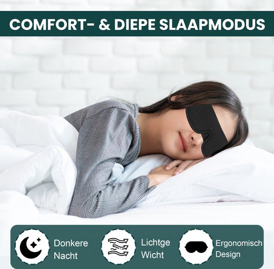 Novalance - Luxe Slaapmasker - 3D Ergonomisch - 100% Verduisterend - Traagschuim - Slaap Masker - Oog Masker