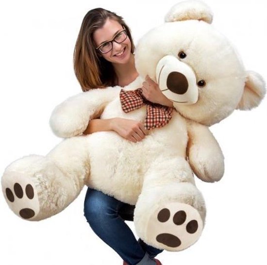 Monzana Knuffelbeer XL - 100cm Staand Pluche - Crème