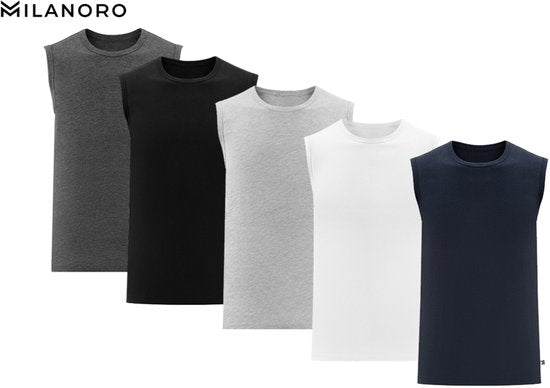 Milanoro - Mouwloze T-shirts voor hete zomerdagen - Donkergrijs - XXL