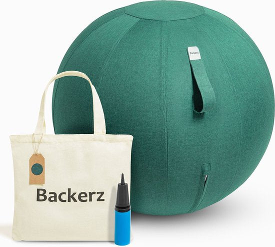Bckz Zitbal Linnen 65 CM - Zitballen met Hoes - Balanskruk – Luxe Yoga Bal - Ergonomische Bureaustoel Bal - Groen