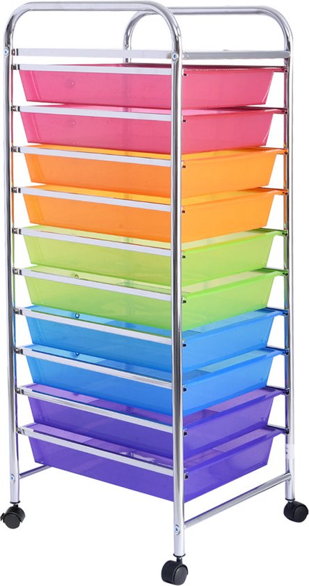 Coast Rolltrolley – 10 Laden – 33 x 37 x 86 cm – Veelkleurig