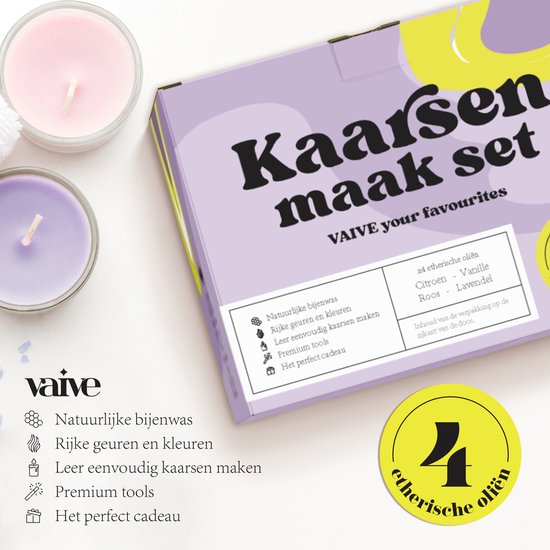 VAIVE DIY Kaarsen Maken Set - Kaarsenhouder - Geurkaars - Kaars - Voor Volwassenen & Kinderen