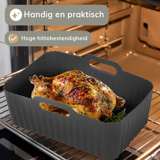 Airfryer bakjes siliconen - 2 stuks - Heteluchtfriteuse - Accessoires - Bakpapier - Geschikt voor XXL Philips, Ninja, Inventum - Mand - Veilig materiaal - Luft
