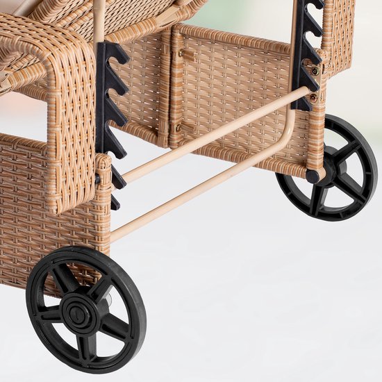 Luxe Polyrattan Ligstoel met Kussen – Verstelbaar – Weerbestendig – Crème – 162 x 64 x 86 cm – Draagvermogen 160 kg