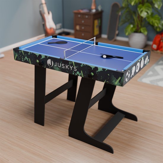 Juskys Multi-Speeltafel 5 in 1 - 104 x 58 x 73 cm - Biljart / Tafelvoetbal / Hockey / Tafeltennis / Basketbal - Incl. Toebehoren