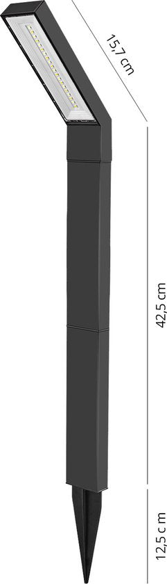 FlinQ Yora Solar Tuinverlichting - Tuinlampen op zonne-energie - Buitenlamp - Aluminium - 2-pack - Zwart