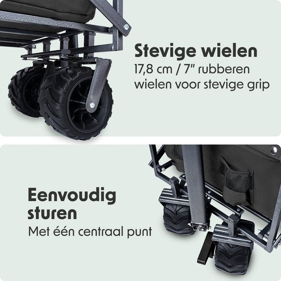 LifeGoods Bolderkar - Opvouwbaar - 80KG Draagkracht - 94L - Wasbaar Polyester - Zwart
