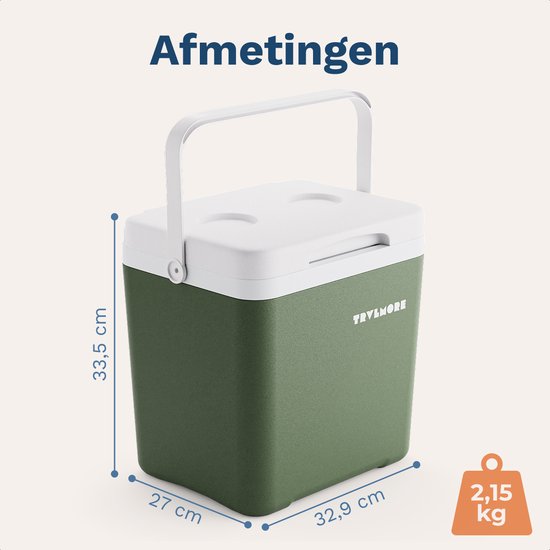 TRVLMORE Koelbox 14L - Frigobox - Inclusief Koelelement - Koelbox Klein - Groen