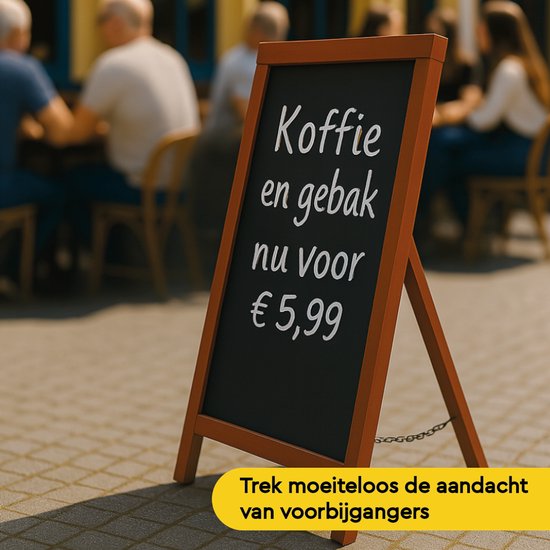 BRASQ Krijtstoepbord Mahonie - 55x 85 CM - Krijtbord - Reclamebord - Stoepbord - Enkelzijdig - voor Binnen en Buiten - Horeca