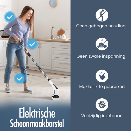 Spalax Elektrische Schoonmaakborstel - Schrobborstel - Poetsmachine - Schrobmachine - Schrobber met Steel