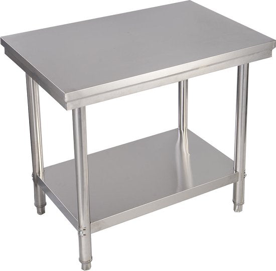 Coast RVS Keukentafel – Met Tussenblad – Werktafel voor Horeca – 92 x 61 x 90 cm