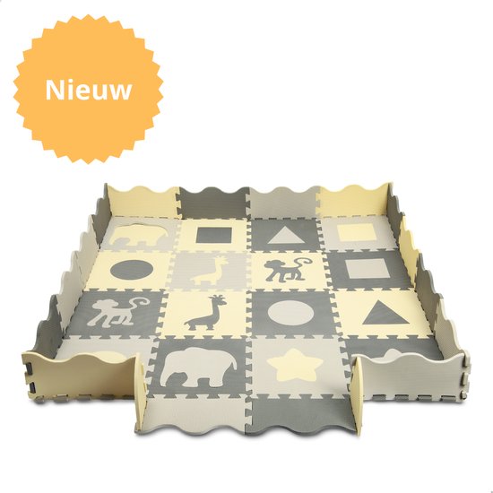Puzzelmat Baby - Speelmat Foam Opvouwbaar - Speelmat Baby - Baby Speelmat - Grijs
