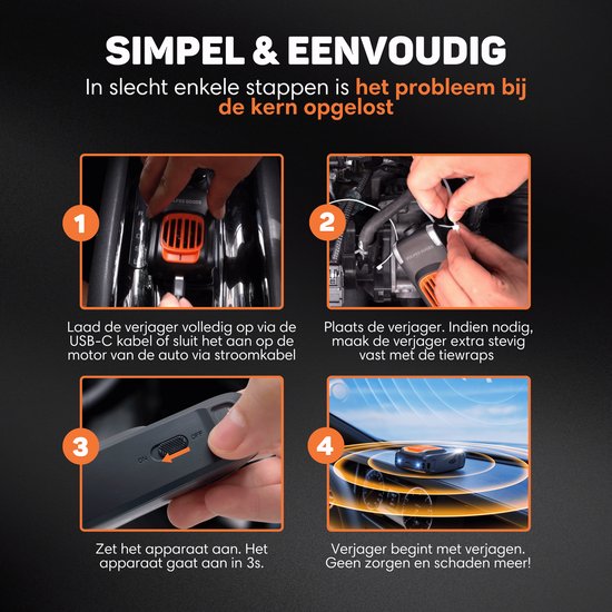 Vulpes Goods® Verjager - Marterverjager - Steenmarter Verjager - Marterbestrijder - Binnen & Buiten - Automatische Frequenties & flitslichten - USB & Auto accu - Marters, Muizen & Ratten - PRO V2 - 2 stuks
