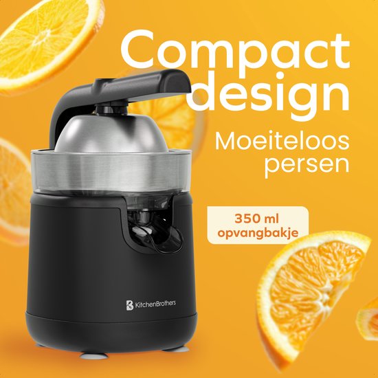 KitchenBrothers Citruspers - Met Uitloop en Handvat - 0.35L - Zwart