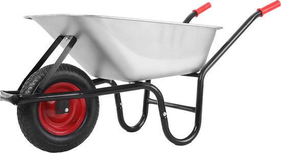 Gardebruk Kruiwagen 100L - Luchtband - 250kg Draagkracht Zilver