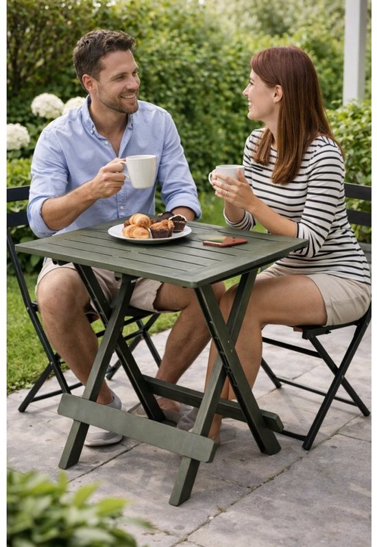 Pro GardenCampingtafel 50x43x43 Saliegroen/Kunststof