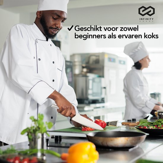 Infinity Goods Messenset - Messenblok - 16 Delig - Met Blok, Messenslijper En Schaar - Krasbestendig - RVS - Zilver/Zwart