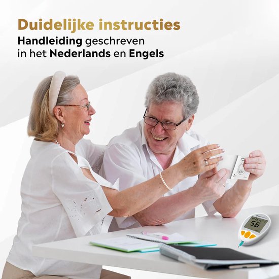 MostEssential Premium Glucosemeter Startpakket - Bloedsuikermeter - Bloedglucosemeter - Diabetes Meter - Alles in één set - Inclusief Opbergtas, Prikpen, 10 Teststrips & 10 Lancetten