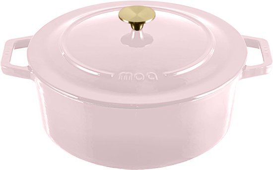 MOA Gietijzeren Braadpan - 7,2L - Voor Alle Warmtebronnen incl. Inductie - Met Deksel - Ø 30cm - Anti-Aanbaklaag - Lila