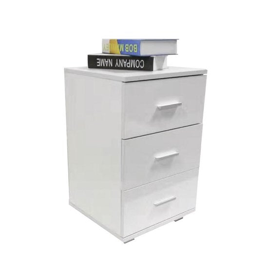 Nachtkastje halkastje 3 lades 63 cm hoog wit