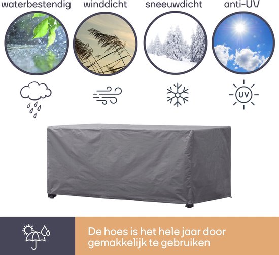 Perel Buitenhoes voor tafel tot 220 cm, grijs, rechthoekig, 225 cm x 105 cm x 75 cm