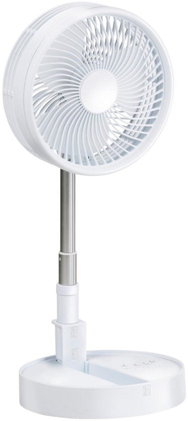 Lifetime Air Tafelventilator Telescopisch - Ventilator Staand met USB en Oplaadbare Batterij - Mini Ventilator met 4 Snelheden - Verstelbaar 13-55 cm - Wit