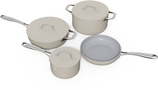 Safecourt 7-delige pannen set - PFAS & PTFE vrij - Non-Stick & gemakkelijk schoon - Inductie, Elektrisch, Keramisch & Gas